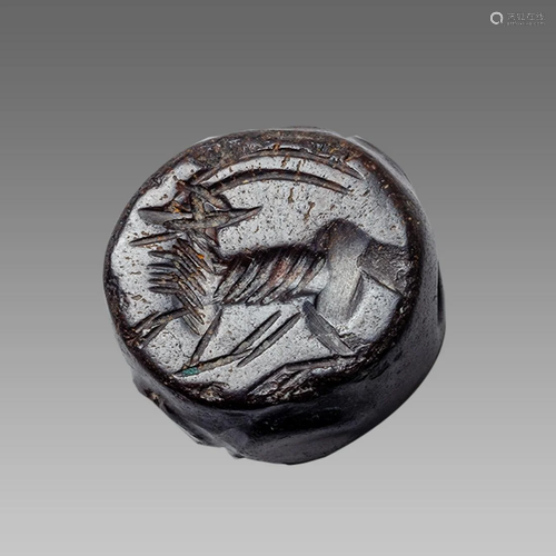 Ancient Sasanian hematite Seal with Deer c.5th century