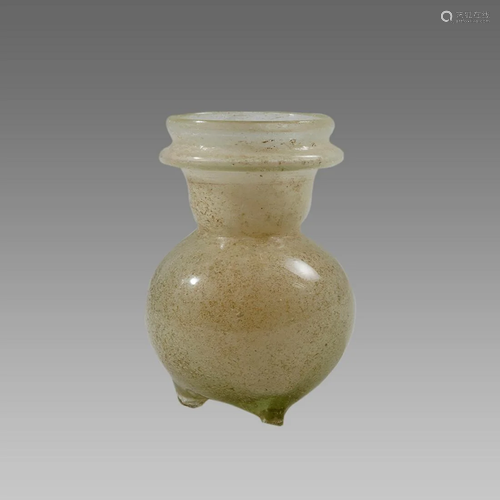 Ancient Roman footed Glass Bottle c.1st century AD.