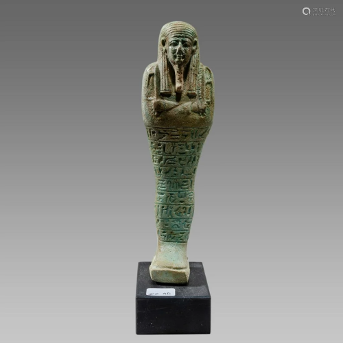 Ancient Egyptian Large Green Faience Ushabti Late