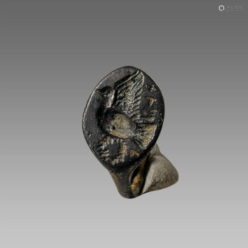Ancient Roman Bronze Ring with Dove c.2nd century AD.