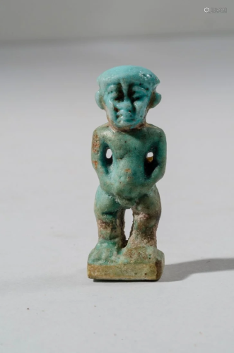 Ancient Egyptian Faience Dwarf Pataikos Amulet