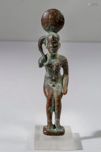 Ancient Egyptian Bronze figure Of Harpocrates c.300 BC.