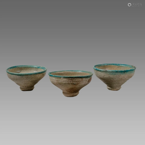 Lot of 3 Ancient Islamic Ceramic Bowls c.14th century