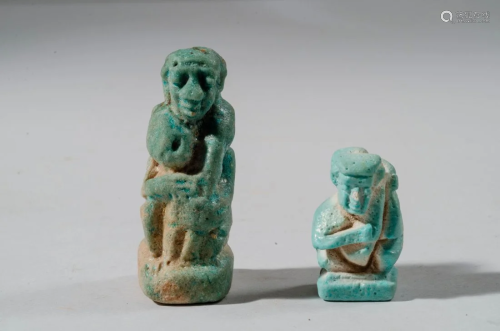 Lot of 2 Ancient Egyptian Erotic Faience Amulets