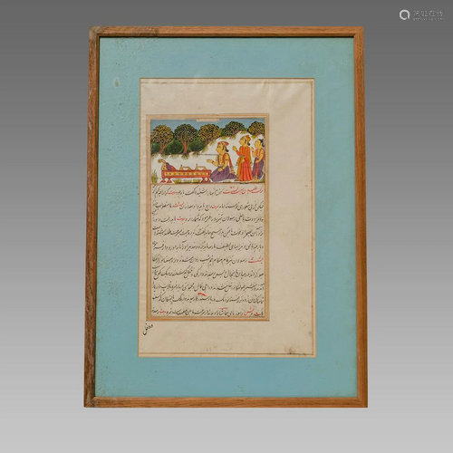 Indo Persian Miniature manuscript page with Persian