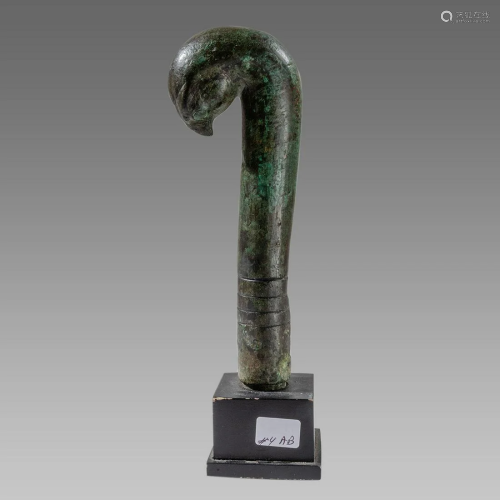 Ancient Egyptian Bronze Staff with Falcon head horus Ex