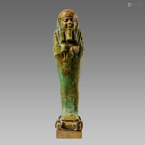 Ancient Egyptian Green Faience Ushabti Late period