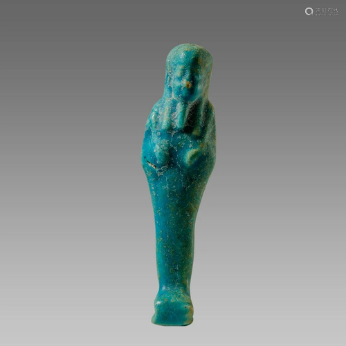 Ancient Egyptian Blue Faience Ushabti Late period