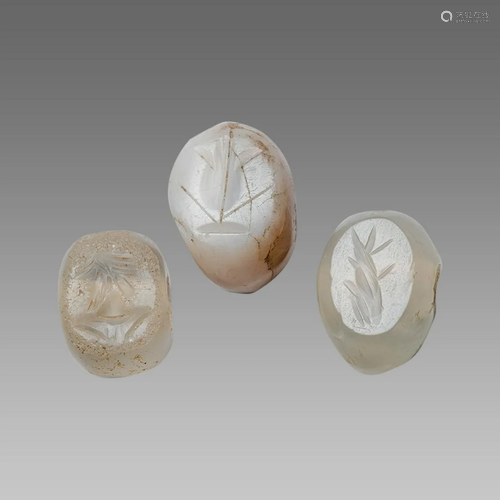 Lot of 3 Ancient Sasanian Agate and Crystal Seals c.5th