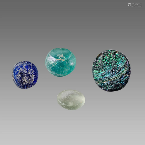 Lot of 4 Ancient Islamic Glass Weights c.8th century