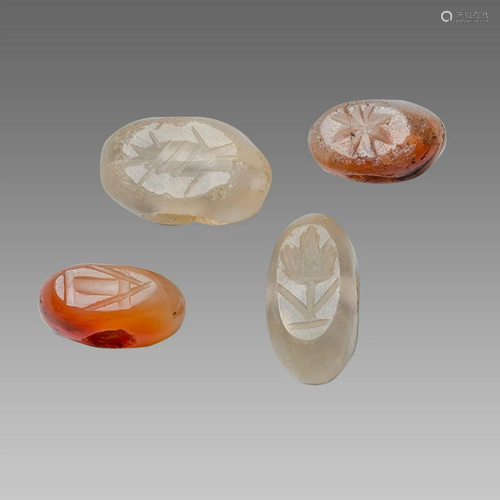 Lot of 4 Ancient Sasanian Agate and Crystal Seals c.5th