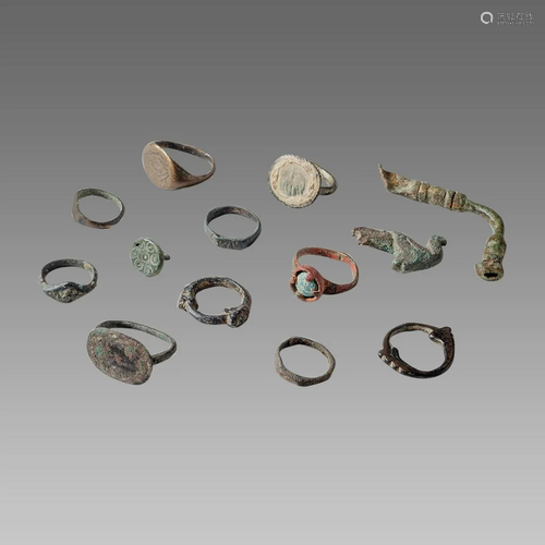 Lot of 13 Ancient Roman Bronze Rings c.2nd-3rd century