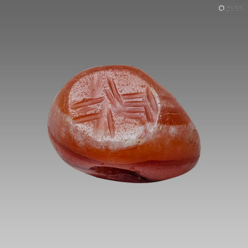 Ancient Sasanian Agate Seal with Fire Altar c.5th