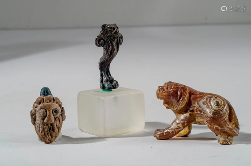 Lot of Roman And Phonecian Style Lion, Face Bead.