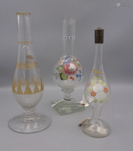 THREE IMPORTANT ANTIQUE ISLAMIC GLASS HOOKAH BOTTLE