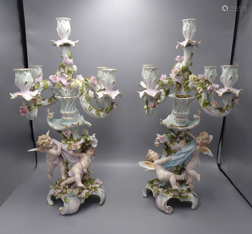 ANTIQUE SCHIERHOLZ GERMAN PORCELAIN CANDELABRA …