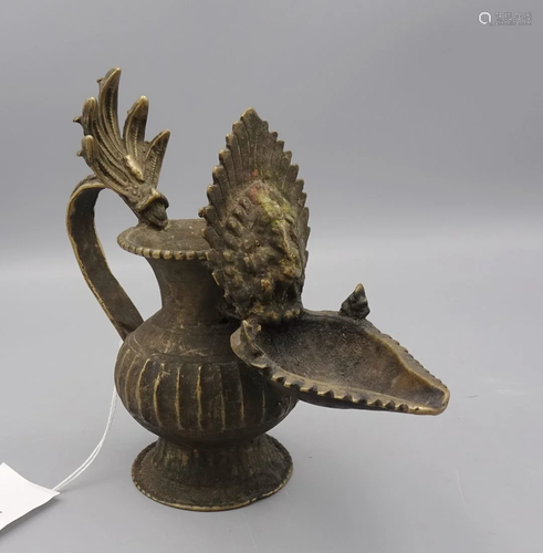 17c BRASS ARATI GANESH OIL LAMP INDIA