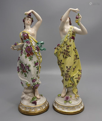 EARLY PAIR GERMAN DRESDEN PORCELAIN FIGURE