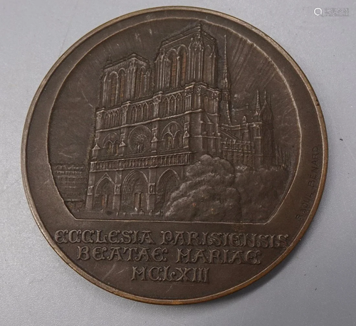 RAOUL BENARD CHRISTIANITY BRONZE MEDAL NOTRE DAME