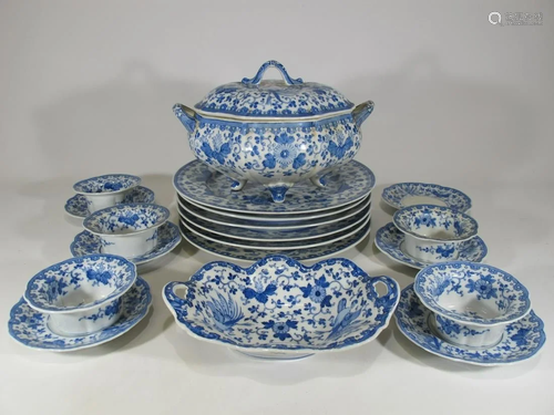 ANTIQUE LOT KETO SHUBEI JAPANESE MEIJI BLUE WHITE SET