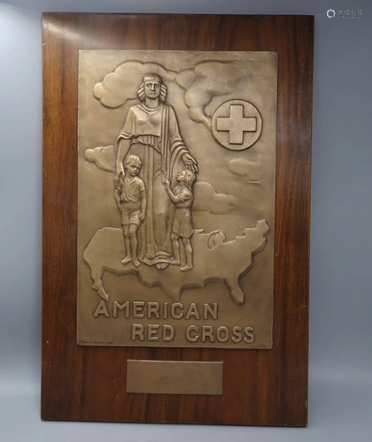 MALVINA HOFFMAN BRONZE SIGNED PLAQUE RED CROSS