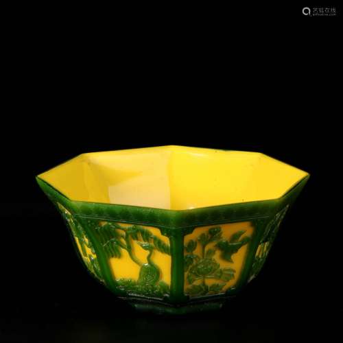 chinese glass yellow-ground bowl