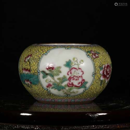 chinese famille rose porcelain water pot with framed design