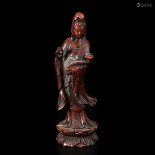 chinese wood carving boddhisattva