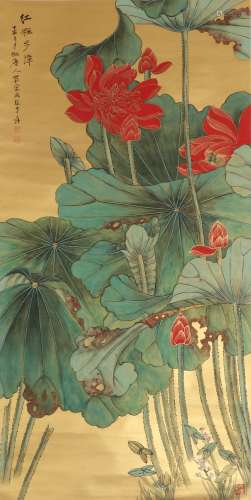 chinese lotus flower painting by zhang daqian