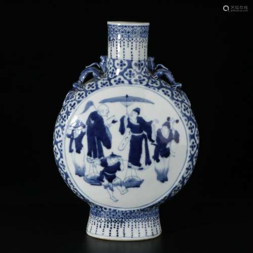 chinese blue and white porcelain moonflask