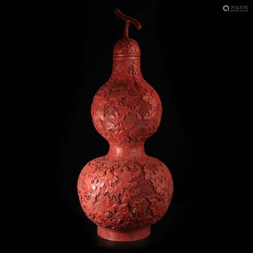 chinese cinnabar lacquer double gourd vase