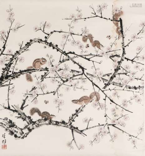 chinese squirrel painting by fang chuxiong