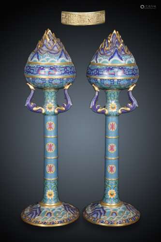 pair of chinese cloisonne enamel censers