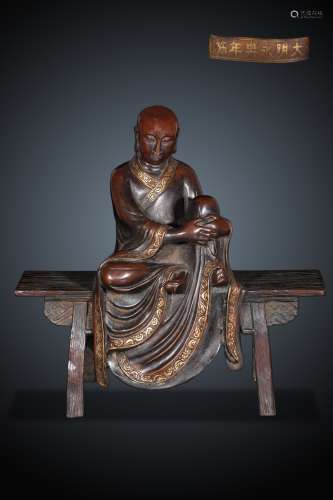 chinese gilt bronze arhat statue