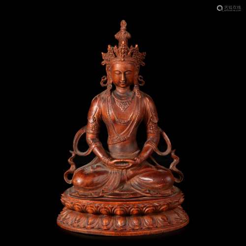 chinese wood buddha figurine