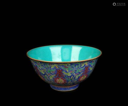 chinese blue glazed porcelain bowl