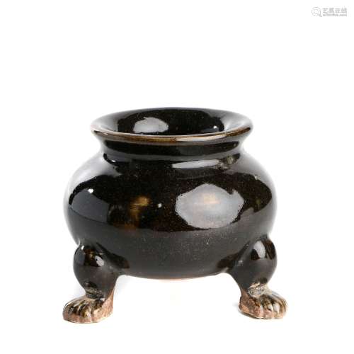 chinese black glazed porcelain tripod censer