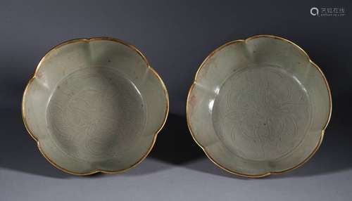 Five Dynasties -  Pair of Yue Ware Wrap God Plates