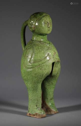 Liao Dynasty - Figure Shape Green Glaze Pot