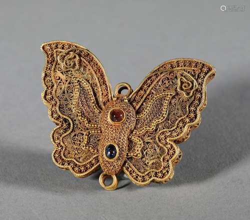 Qing Dynasty - Pure Gold Butterfly Incense Holder