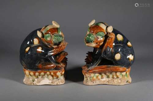 Tang Dynasty - Pair of Sancai Lions