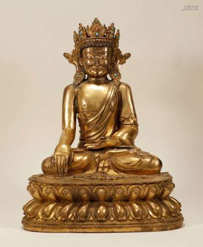 Qing Dynasty - Gilt Buddha Statue