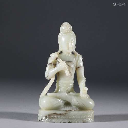 Qing Dynasty - Hetian Jade Buddha Statue