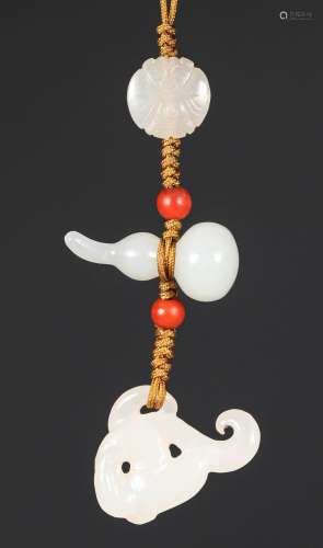 Qing Dynasty - Gourd Shape Hetian Jade Pendant