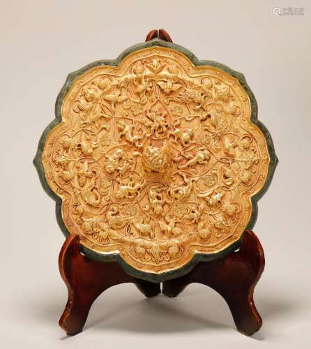 Tang Dynasty - Patterned Gold Mirror