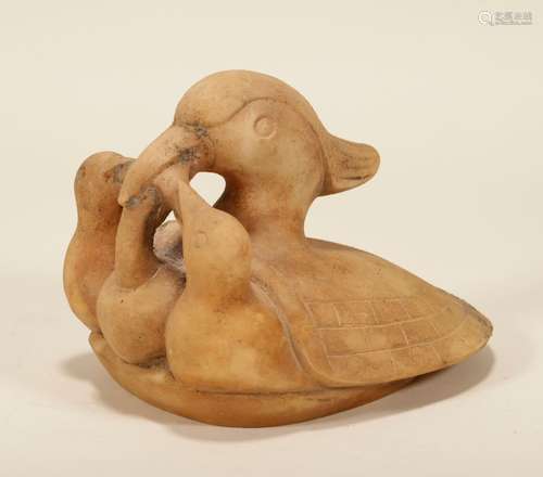 Tang Dynasty - White Marble Mandarin Duck