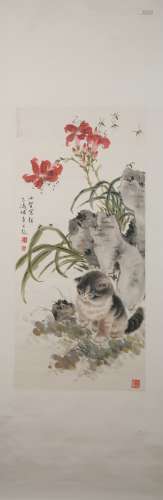 A Wang xuetao's cat painting