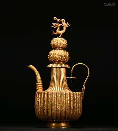 A gilt-bronze winepot