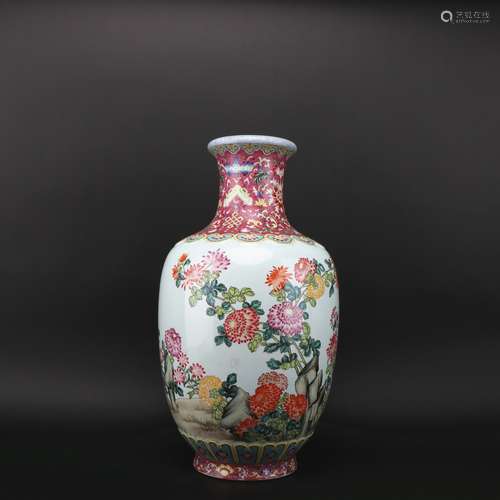 A enamel 'floral' vase