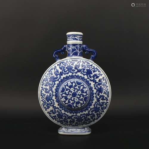 A blue and white moonflask